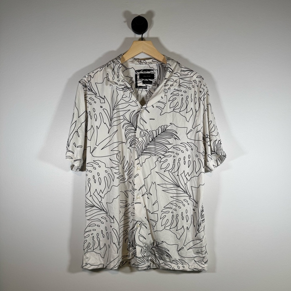 Porter & Ash Men's Tropical Leaf Print Button Down Shirt Size Large